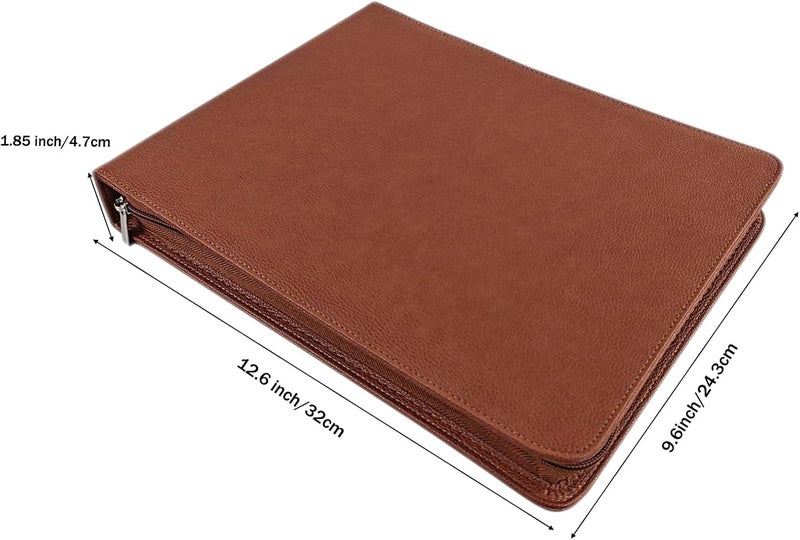 LLi Cufite 3 Rings Check Binder for End-Stub Deskbook Checks, Zipper Business Check Binder, 3 on a Page, Fit 3 & 9 Holes Check Faux Leather (Brown) - Image 3
